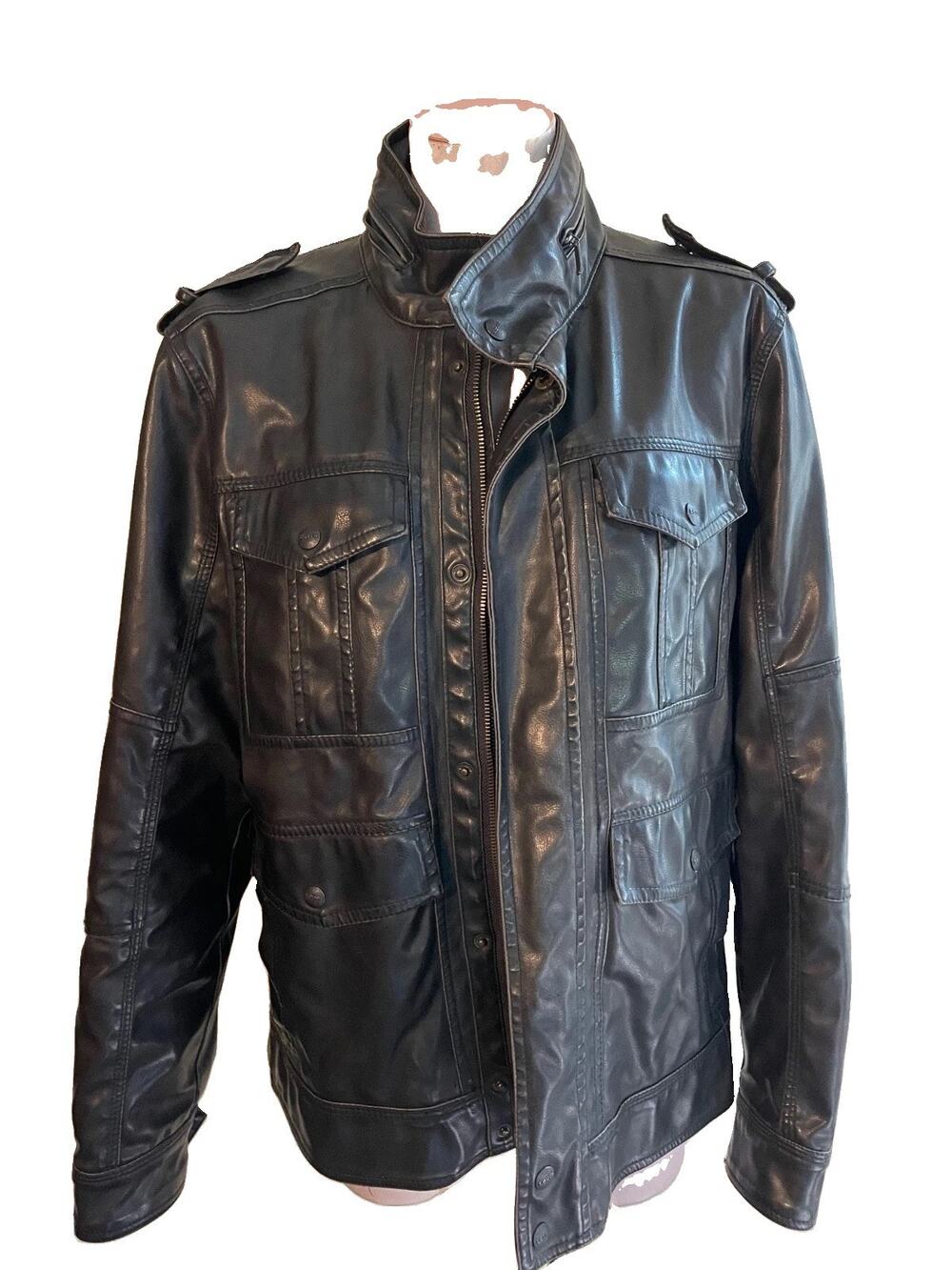Vintage Levis Dark Brown Men's Leather Jacket Size M Motorcycle Biker